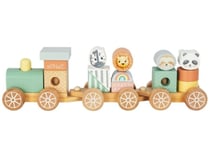 Train en bois avec blocs animaux du zoo