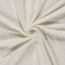 Tissu Polyviscose Brodé Lola floral décoratif sur fond Ecru