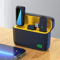 Microphone Sans Fil Avec Boîtier De Charge Pour Enregistrement Haute Définition Jaune YONIS