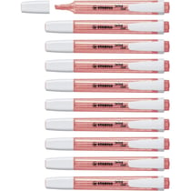 Lot de 10 surligneurs de poche - STABILO SWING COOL - Pointe biseautée 1 - 4 mm - Rouge Orange