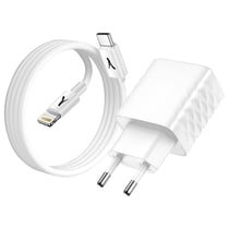 Chargeur Secteur USB-C 20W PD avec Câble Lightning Akashi Blanc