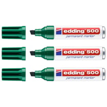 Lot de 3 marqueurs permanents EDDING 500 corps aluminium vert pointe biseautée 2-7 mm