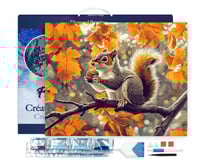 Diamond Painting Broderie Diamant Figured’Art 40x50cm toile tendue sur châssis en bois - diamants carrés - Écureuil en Automne