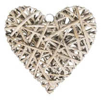 Coeur de saule balayé blanc, 15,5cm ø, à suspendre