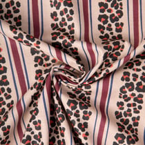 Tissu Toile de Coton Demi natté Leoli Léo rayé sur fond Lin