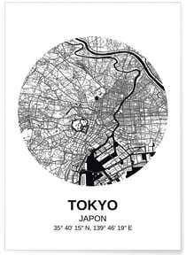 Affiche Carte Tokyo | A3 : 29,7x42cm