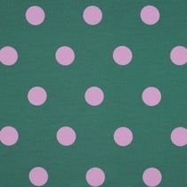 Tissu Jersey Coton Pois 32 mm sur fond Vert émeraude