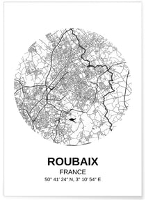 Affiche Carte Roubaix | A3 : 29,7x42cm