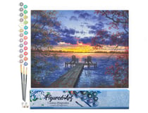 Peinture par Numéro Figured'Art - Ponton au coucher de soleil - Kit de Loisir Créatif DIY Numéro d'Art Complet - 40x50cm sans châssis en bois