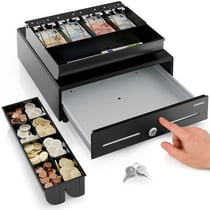 Tiroir Caisse 34x33x10 cm- Compatible Caisse Enregistreuse RJ11- Ouverture par Pression - Insert Amovible- ACROPAQ