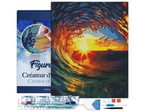 Diamond Painting Broderie Diamant Figured’Art 40x50cm toile tendue sur châssis en bois - diamants carrés - Vague et coucher de soleil