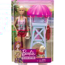 Poupee barbie blonde metier : maitre- nageur + chien + accessoires - sauveteuse - mattel - gtx69