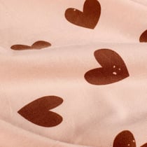 Tissu Jersey Coton Coeurs Marron foncé sur fond Rose pâle