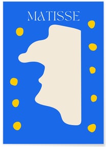 Affiche Matisse 'Profil Abstrait' – Bleu et crème | A3 : 29,7x42cm
