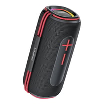 Enceinte Bluetooth Portable RGB Lumières Colorées Son Puissant Étanche IPX5 Noir + Rouge YONIS
