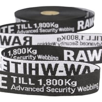 Film 25m sergé jacquard polyester RAW WHITE 25mm Noir/blanc