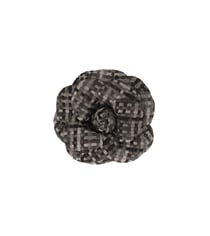 Broche fleur carreaux 7,5cm gris cendre