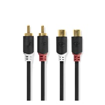 Nedis Câble Audio Double RCA Mâle vers Double RCA Femelle 2m Gris anthracite
