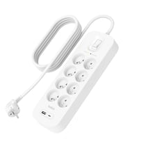 Belkin Rallonge Multiprise Parafoudre 8 Prises avec USB et USB-C 2 m Blanc