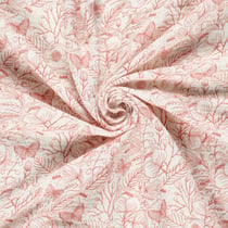 Tissu Double gaze de Coton Motif floral sur fond Ecru