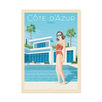 Affiche 50x70 cm - Cote d'Azur Piscine - Olahoop Travel Posters