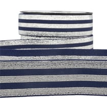 Film 20m Elastique bandes métallisé Marine/argent 40mm