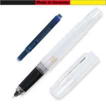 Stylo roller - Rechargeable avec cartouche d'encre - Pointe moyenne - Corps transparent