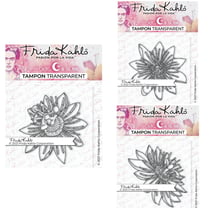 3 Tampons transparents - passion Passiflores - 9,5 x 6,5 cm
