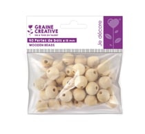 SACHET 40 PERLES DE BOIS Ø 15 mm