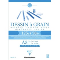 Bloc Dessin A Grain Colle A3 - 125G - 40 Feuilles - Clairefontaine