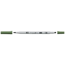 Lot de 6 marqueurs à alcool double pointe biseautée et pinceau - TOMBOW - ABT PRO - 158 olive noire