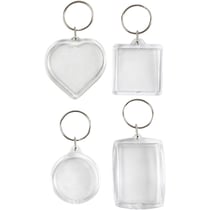 Porte-clé transparent pour photo - 40 à 50 mm - 4 designs