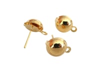 2 Paires boucles d'oreilles puce boule avec boucle 14*10mm Or 18K