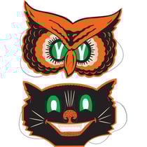2 Masques Vintage Halloween Chat et Hibou