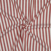 Tissu Viscose fil teint Suzanne petites rayures Orange sur fond Blanc cassé