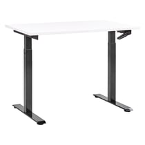 Bureau Réglable Manuellement Plateau Blanc et Structure Acier Noir 120 x 72 cm Hauteur Ajustable Assis Debout Pieds Carrés Design Moderne