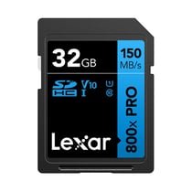 Lexar Carte SDHC 32 Go UHS-I V10 800x PRO Ultra Rapide Noir / Bleu