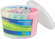 Seau de 36 craies de trottoir couleurs assorties - jouet créatif - jeu plein air