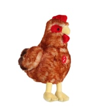 Peluche - Poule flammée sonore rousse - 22 cm