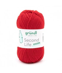Fil à tricoter durable SECOND LIFE - 100GR - Grundl - Certifié Oeko-Tex Rouge (06)