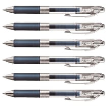 Lot de 6 Stylos roller à encre gel rétractable EnerGel Pure BL77 Pointe 0,7 mm bleu nuit