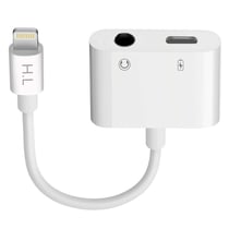 Adaptateur Audio et Charge Lightning vers Lightning et Jack 3.5 mm 12cm - Blanc