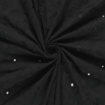 Tissu Coton brodé ajouré Adèle fleuri sur fond Noir