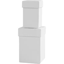 Boîtes carrées, H : 7+9 cm, dim. 4,5+6 cm, blanc, 2 pièces/ 1 set