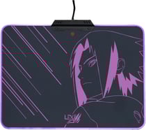 Lexip x Tsume - Tapis de Souris Naruto Shippuden - Rétroéclairage LED - Rigide avec Une Armature en métal - Surface Micro texturée à Faible frottement - Base antidérapante (Sasuke)