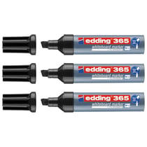 Lot de 3 marqueurs pour tableaux blancs pointe biseautée 2-7 mm - EDDING - Noir - 365