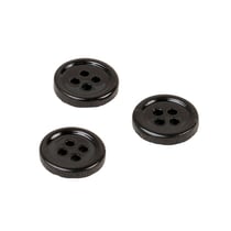 Lot de 6 boutons ronds coquillage 4 trous 11mm noir