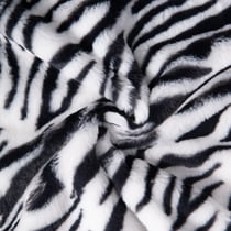 Tissu Fausse fourrure Léna Zébré Noir sur fond Blanc
