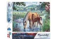 Diamond Painting Broderie Diamant Figured’Art 40x50cm toile entière roulée avec diamants carrés - Chevaux et Ruisseau