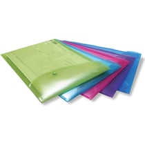 Lot de 5 pochettes - Pour document A4 - Avec bouton pression - Couleurs assorties - Rapesco
